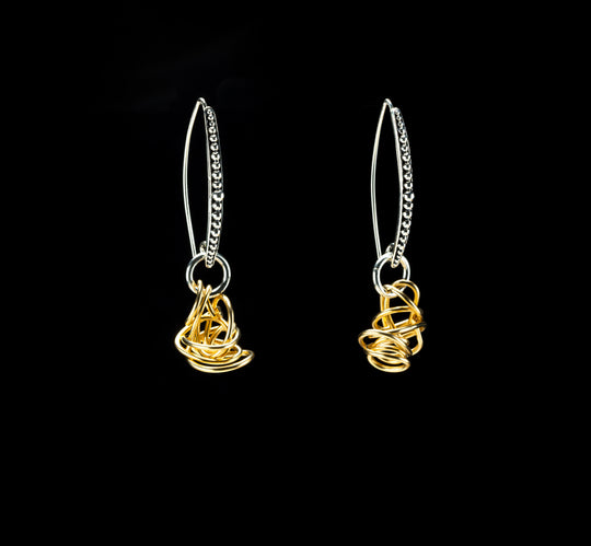 gold wire bauble earring