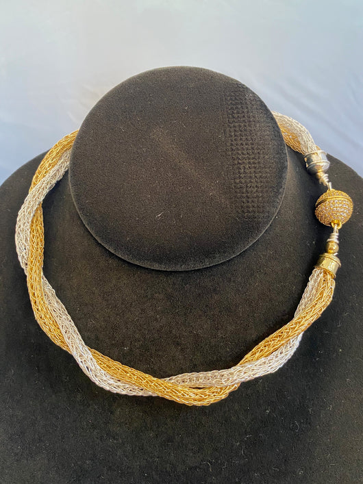 Twisted gold and silver necklace
