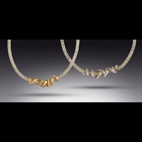 Silver and gold worm necklace or gold with silver worm