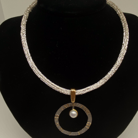 silver with pearl inside pendant necklace