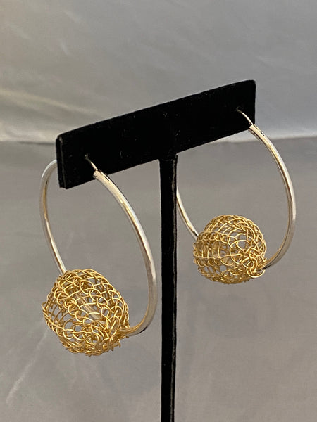gold bauble hoop earrings